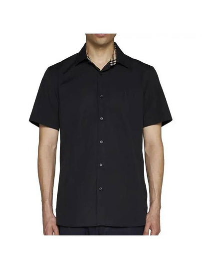 SHERFIELD Cotton Short-Sleeved Shirt Black - BURBERRY - BALAAN 2