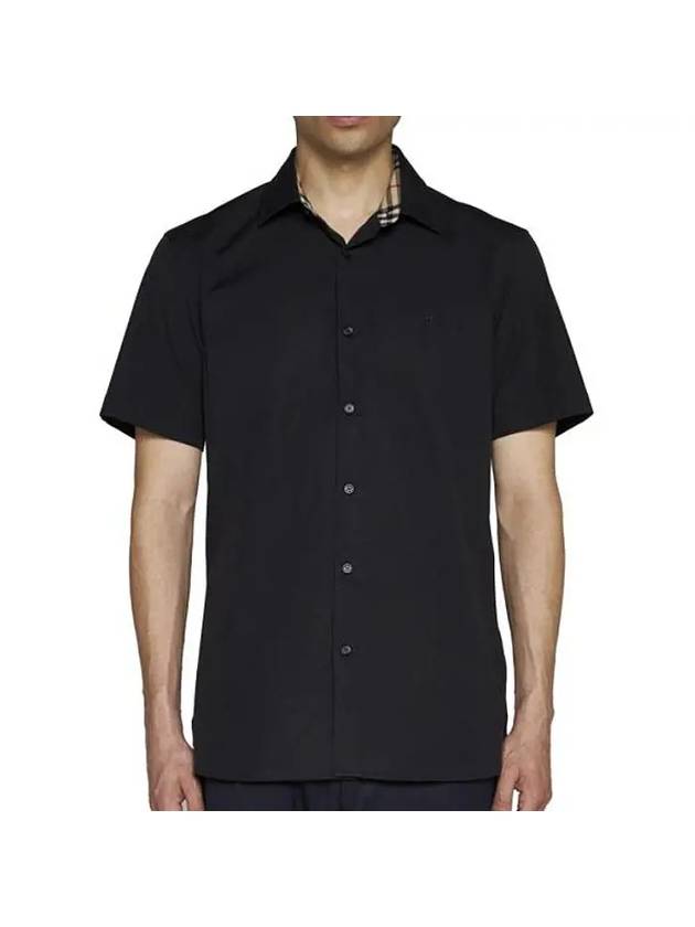 SHERFIELD Cotton Short-Sleeved Shirt Black - BURBERRY - BALAAN 1