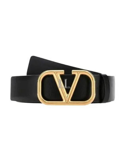 V Logo Signature Leather Belt Black - VALENTINO - BALAAN 2