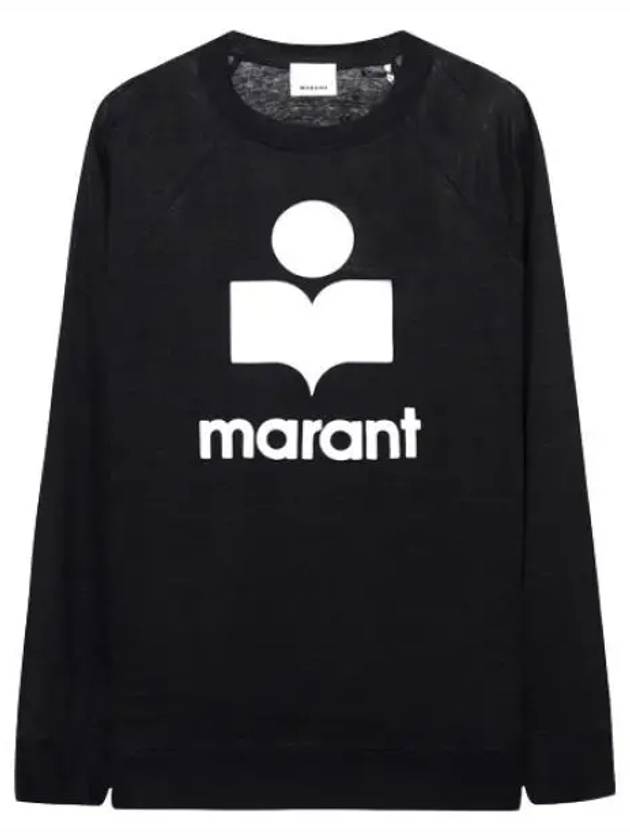 Kieffer Logo Print Linen Long Sleeve T-Shirt Black - ISABEL MARANT - BALAAN 2