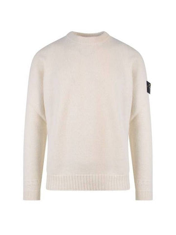 Crew Neck Knit Top Natural - STONE ISLAND - BALAAN 1