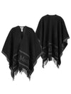 Logo Detail Fringed Cape Black - MAX MARA - BALAAN 4