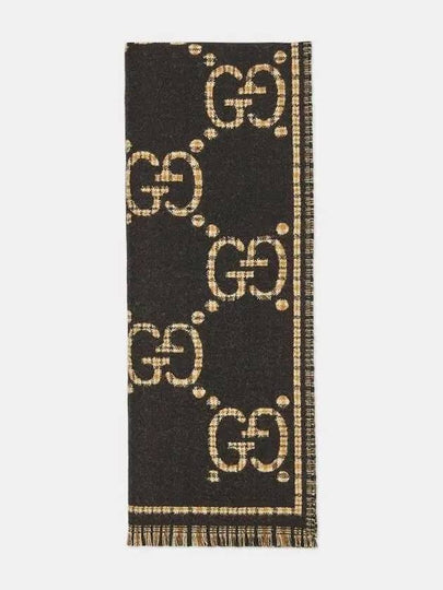 GG Wool Muffler Black Beige - GUCCI - BALAAN 2