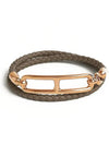 Lolis Double Tour Leather Bracelet Rose Gold Etoupe - HERMES - BALAAN 1