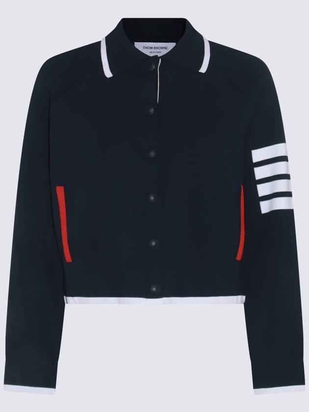 Viscose 4-Bar Polo Bomber Jacket Navy - THOM BROWNE - BALAAN 3