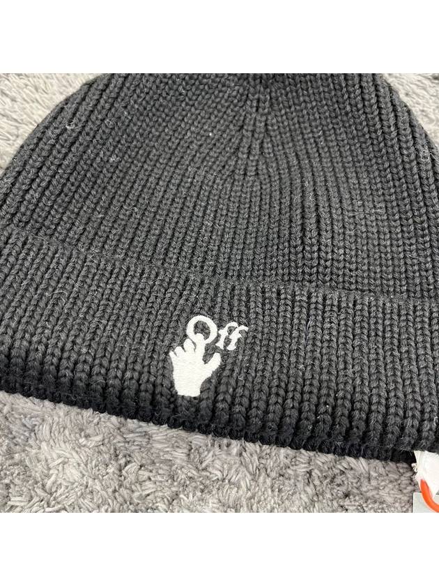 Hand Off Logo Wool Beanie Black - OFF WHITE - BALAAN 4