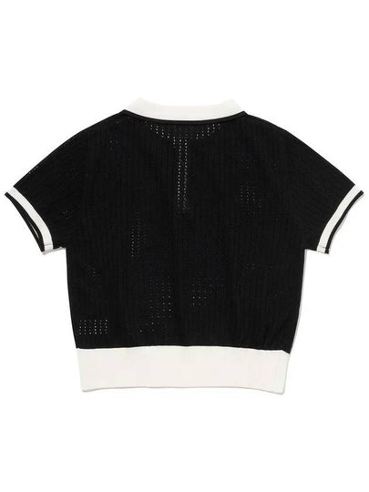 Punching collar short sleeve crop knit BLACK - 20THHOLE - BALAAN 2