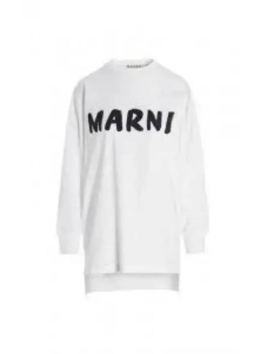 Logo Print Organic Jersey Long Sleeve T-Shirt White - MARNI - BALAAN 2