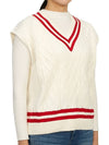 Embroidered Logo V-Neck Striped Vest Cream - SPORTY & RICH - BALAAN 4