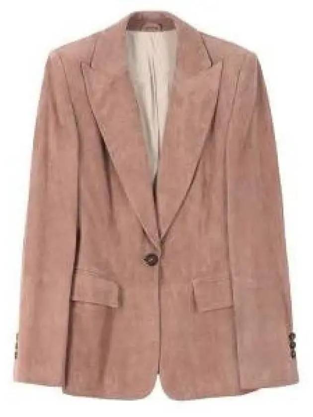 Single-Breasted Leather Blazer Jacket Pink - BRUNELLO CUCINELLI - BALAAN 2