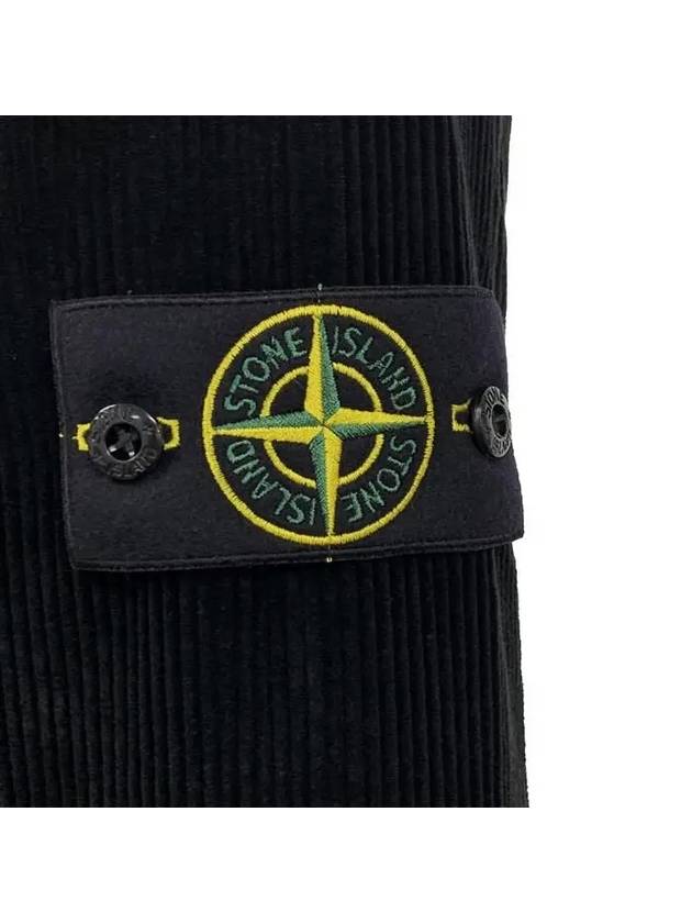 Organic Cotton Corduroy Zip-Up Jacket Black - STONE ISLAND - BALAAN 7