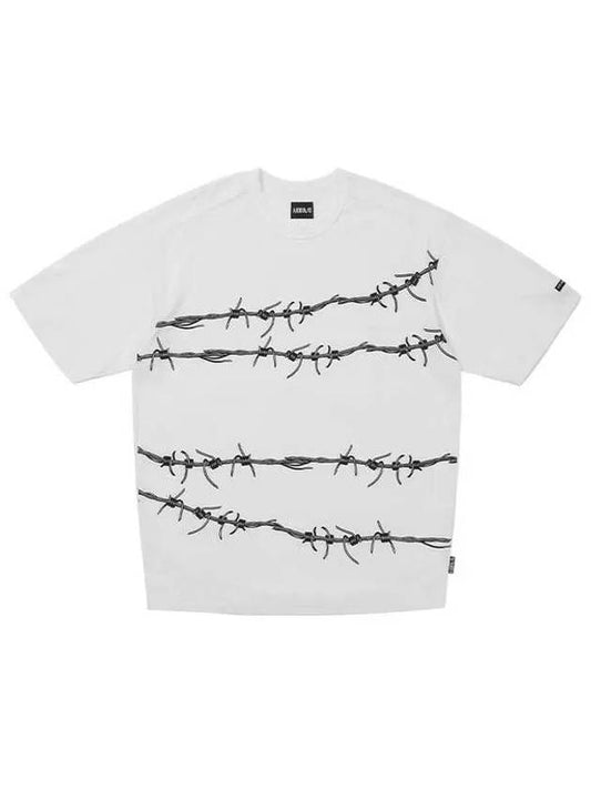 Barbed Wire T Shirt WHITE - AJOBYAJO - BALAAN 1