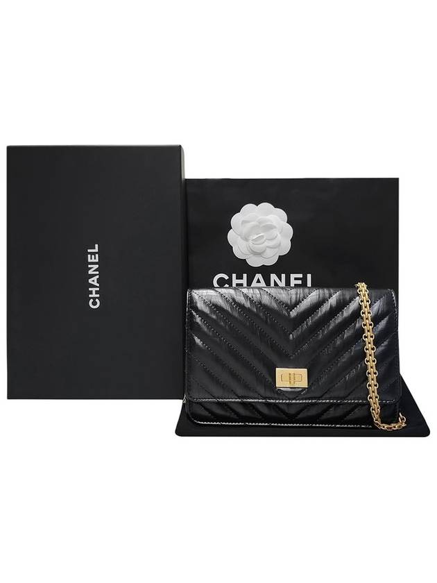 A70328 Black Chevron Calfskin 2 55 WOC Gold Chain Cross Bag - CHANEL - BALAAN 10