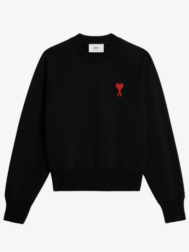 Men's Heart Logo Cotton Sweatshirt Black - AMI - BALAAN 2