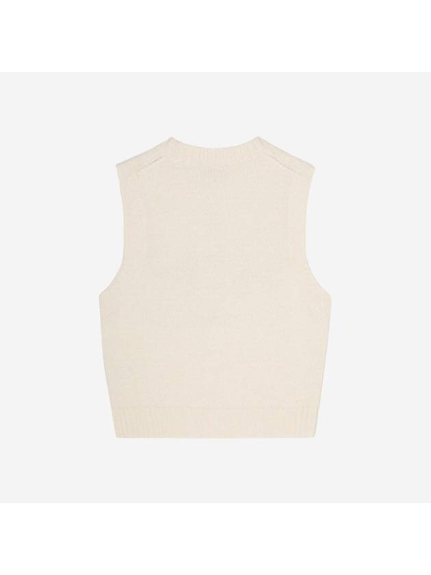 Graphic Wool Mix Vest Knit Top Egret - GANNI - BALAAN 3