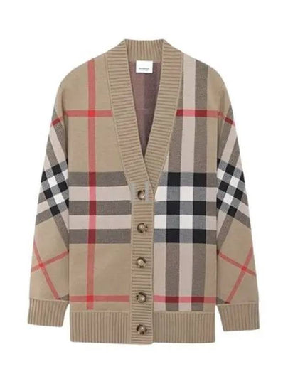 Check Technical Wool Jacquard Cardigan Archive Beige - BURBERRY - BALAAN 2