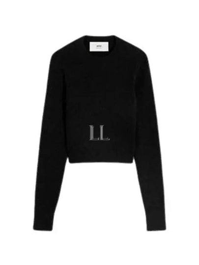 De Coeur Pointel Crew Neck Knit Top Black - AMI - BALAAN 2