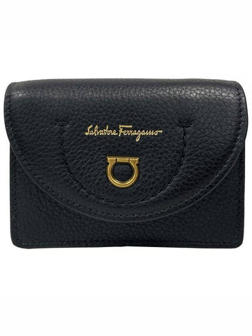 Leather Travel Card Wallet Black - SALVATORE FERRAGAMO - BALAAN 1