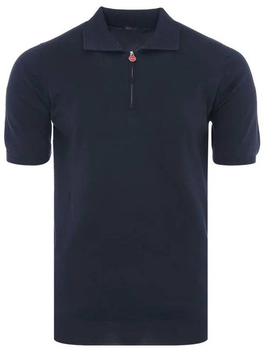24SS UMK1331 DARK NAVY Knit Zipper Polo Dark Blue Short Sleeve T-shirt - KITON - BALAAN 2