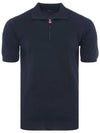 24SS UMK1331 DARK NAVY Knit Zipper Polo Dark Blue Short Sleeve T-shirt - KITON - BALAAN 1