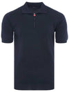 Men's Knit Zipper Polo Shirt Navy - KITON - BALAAN 3