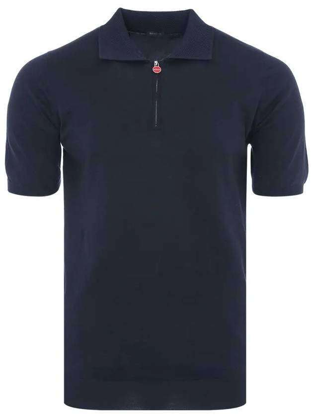 Men's Knit Zipper Polo Shirt Navy - KITON - BALAAN 3