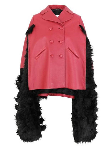 Maison Margiela Faux Fur Trimmed Leather Cape Jacket - MAISON MARGIELA - BALAAN 1