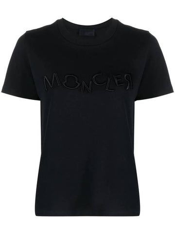 Embroidered Logo Short Sleeve T-Shirt Black - MONCLER - BALAAN 1