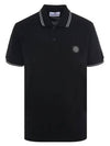 Logo Patch Polo Shirt Black - STONE ISLAND - BALAAN 2