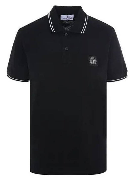 Logo Patch Polo Shirt Black - STONE ISLAND - BALAAN 2