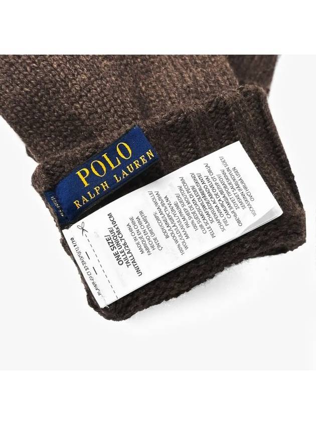 Signature Pony Merino Wool Touchscreen Gloves Brown - POLO RALPH LAUREN - BALAAN 4