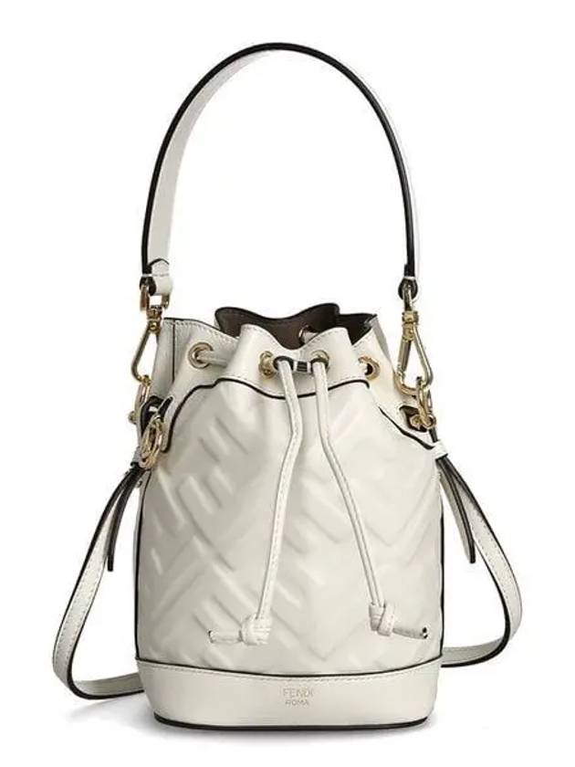 Mon Tresor FF Motif Leather Mini Bucket Bag White - FENDI - BALAAN 2