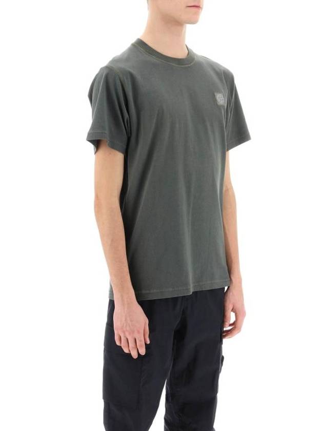 Organic Cotton Short Sleeve T-Shirt Sage Green - STONE ISLAND - BALAAN 3