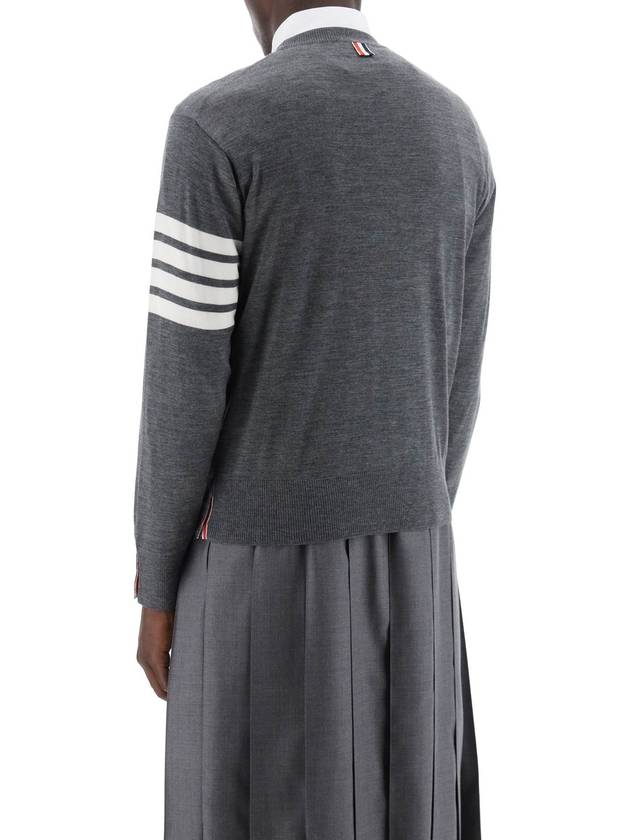 4 Bar Armband Classic Merino Wool Knit Top Medium Grey - THOM BROWNE - BALAAN 4