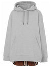 Check Panel Cotton Oversized Hoodie Melange Grey - BURBERRY - BALAAN 2