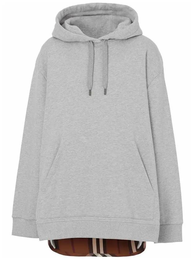 Check Panel Cotton Oversized Hoodie Melange Grey - BURBERRY - BALAAN 2