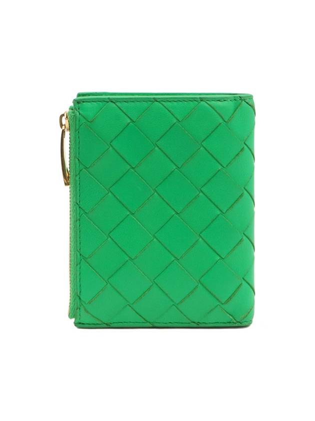 Paraket Green Lambskin Intrecciato Weaving Small Folder Cassette Half Wallet 707601 - BOTTEGA VENETA - BALAAN 3