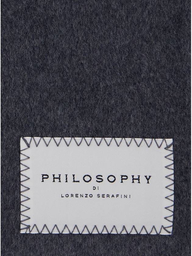 Grey Scarf With Logo Patch In Double Wool Woman - PHILOSOPHY DI LORENZO SERAFINI - BALAAN 3