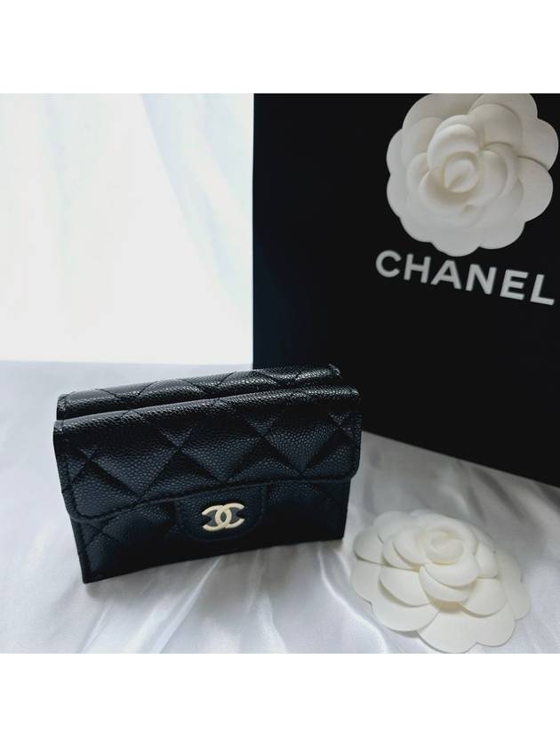 Classic snap 3 stage mini wallet black gold caviar women AP0230 - CHANEL - BALAAN 1