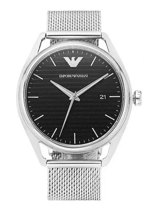 Mateo Silver Leather Watch Black - EMPORIO ARMANI - BALAAN 1