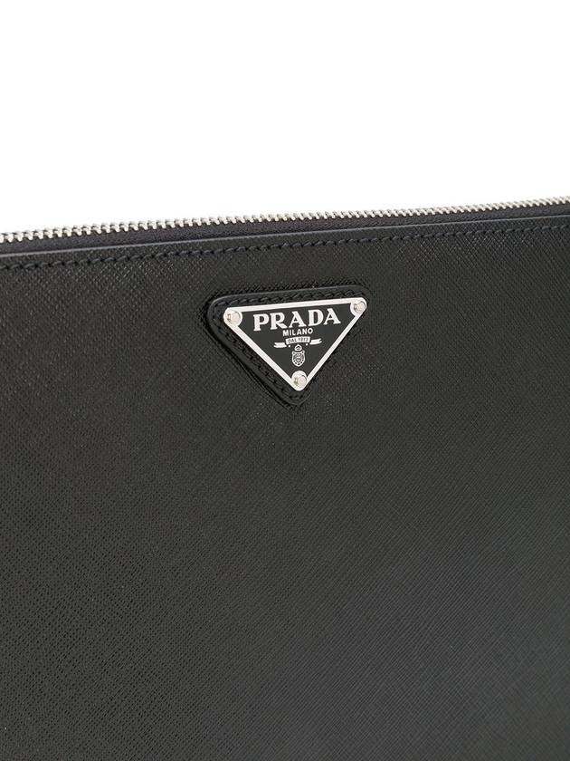 Triangle Logo Saffiano Leather Clutch Bag Black - PRADA - BALAAN 6