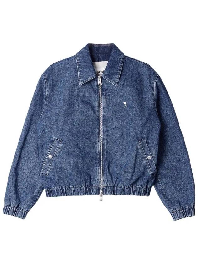 De Coeur Zipped Denim Jacket Blue - AMI - BALAAN 3