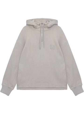 W Patch Half Zip-Up Cotton Hoodie Beige - WOOYOUNGMI - BALAAN 1