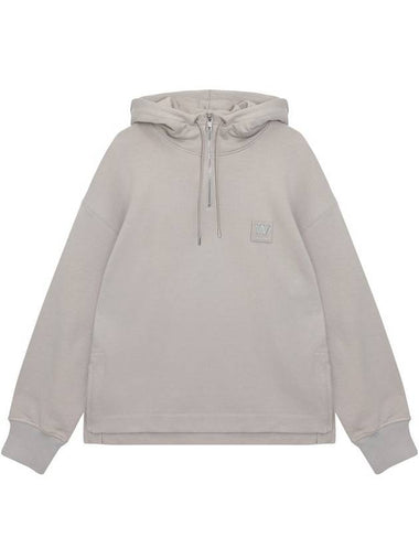 W Patch Half Zip-Up Cotton Hoodie Beige - WOOYOUNGMI - BALAAN 1