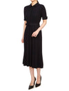 Wide Ribbed Wool Midi Dress Navy - THOM BROWNE - BALAAN 7