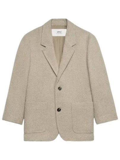 Single Breasted Oversized Fit Blazer Jacket Beige - AMI - BALAAN 2