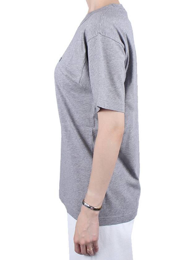 Women s Face Patch Short Sleeve T Shirt Regular Fit Light Gray Melange CL0290 X92 - ACNE STUDIOS - BALAAN 4