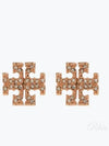 Crystal Logo Stud Earrings Rose Gold - TORY BURCH - BALAAN 2