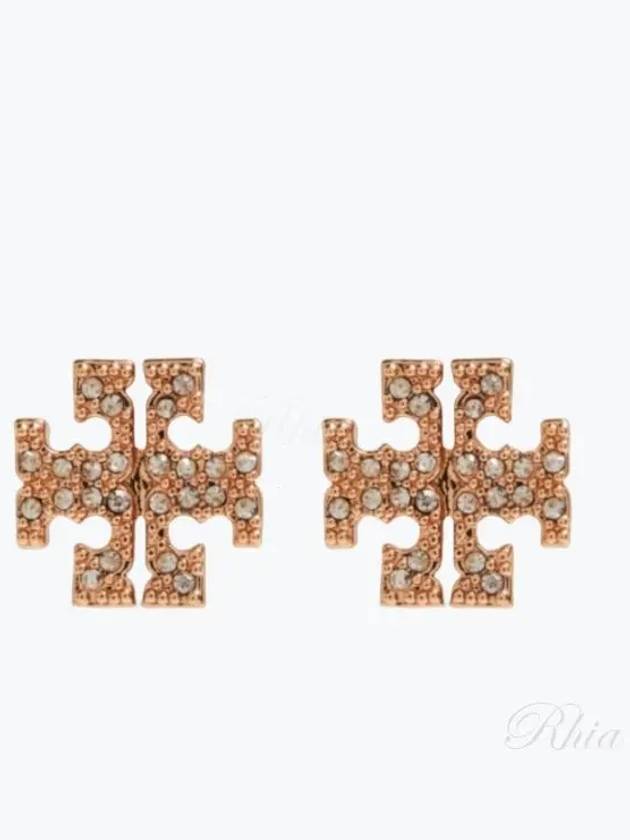 Crystal Logo Stud Earrings Rose Gold - TORY BURCH - BALAAN 2