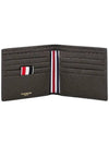 Pebble Grain Leather Half Wallet Dark Brown - THOM BROWNE - BALAAN 4